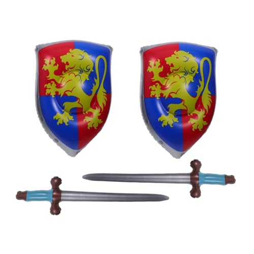 Healvian 4 Stück aufblasbares für Ritter-Partygeschenke Kinderspielzeug Requisiten verkleiden Sich Schild Wikinger-Schild-Kostüm PVC von Healvian