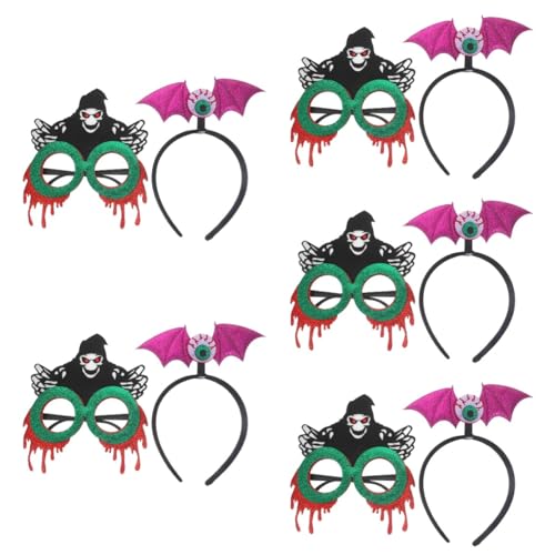 Healvian 5 Sätze Halloween Augenbrillen mit Haarband Teiliges mit Blutenden Augengläsern und Fledermausflügel Haarreifen für Kostümpartys und Cosplay Zubehör Healvian 5 Sätze Halloween Augenbrillen mit Haarband Teiliges mit Blutenden Augengläsern und Fledermausflügel Haarreifen für Kostümpartys und Cosplay Zubehör von Healvian