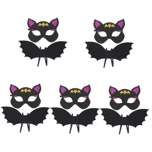 Healvian 5 Sätze Halloween Fledermaus Kostümset für Bat Wings Maske für Cosplay und Partys Jahre Stilvolles und Leicht Tragbares Design für Halloween und Karneval von Healvian