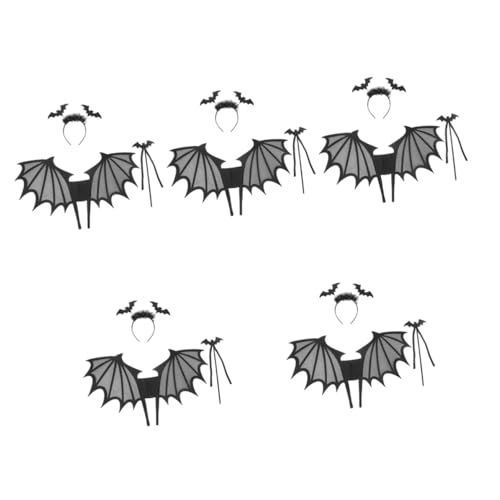 Healvian 5 Sätze Halloween Flügel Kostümset für Schwarze Fledermaus Cosplay Accessoires mit Haarband für Rollenspiele für Halloween Geburtstagsfeiern und Themenpartys Healvian 5 Sätze Halloween Flügel Kostümset für Schwarze Fledermaus Cosplay Accessoires mit Haarband für Rollenspiele für Halloween Geburtstagsfeiern und Themenpartys von Healvian