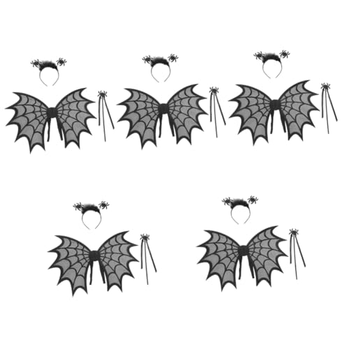 Healvian 5 Sätze Kostüm Set für Flügeln Schwarze Spinnen Flügel für Halloween Cosplay und Rollenspiele Accessoire für Festlichkeiten und Partys Healvian 5 Sätze Kostüm Set für Flügeln Schwarze Spinnen Flügel für Halloween Cosplay und Rollenspiele Accessoire für Festlichkeiten und Partys von Healvian