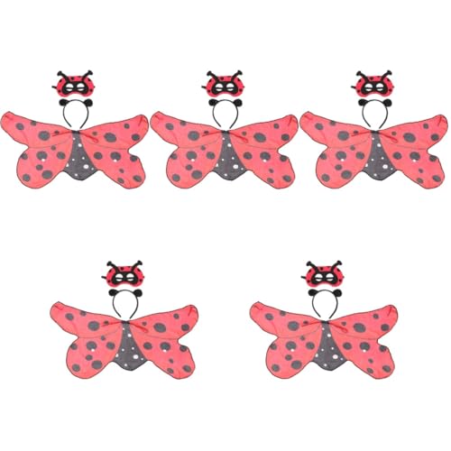 Healvian 5 Sätze Kostüm Set für Marienkäfer Flügel Kopfband und Maske für Karneval Halloween und Bühnenaufführungen Healvian 5 Sätze Kostüm Set für Marienkäfer Flügel Kopfband und Maske für Karneval Halloween und Bühnenaufführungen von Healvian