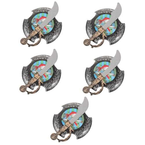 Healvian 5 Sätze Piratenschild und Set für Rollenspiel Zubehör für Kostümparty Leicht und Sicher Realistisches Design für Kreative und Langlebig von Healvian