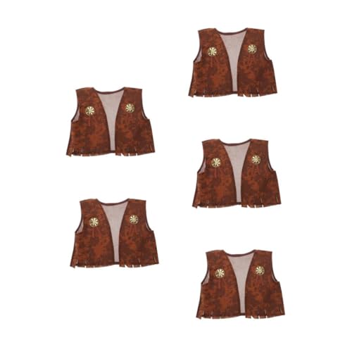 Healvian 5 Stück Cowboy Kostüm für Braune Weste für Halloween Kostümpartys Dekorative Outfits für Jungen und Mädchen S für Rollenspiele und Fotos Healvian 5 Stück Cowboy Kostüm für Braune Weste für Halloween Kostümpartys Dekorative Outfits für Jungen und Mädchen S für Rollenspiele und Fotos von Healvian