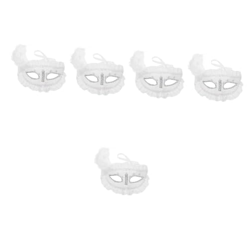 Healvian 5 Stück Halloween Maske für Damen Halbgesichtsmaske mit Spitzenverzierung und Federn für Karneval Cosplay und Hochzeiten Wiederverwendbar und Leicht Healvian 5 Stück Halloween Maske für Damen Halbgesichtsmaske mit Spitzenverzierung und Federn für Karneval Cosplay und Hochzeiten Wiederverwendbar und Leicht von Healvian