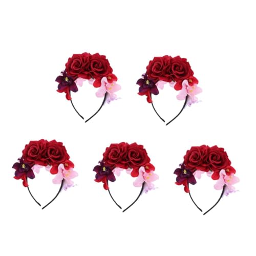 Healvian 5 Stück Halloween Rosenblumen Haarreif Leichtes Langlebiges Stirnband mit Künstlichen Rosen Eleganter Kopfschmuck für Party Tag Toten Vielseitiges Accessoire für Kostüm und von Healvian