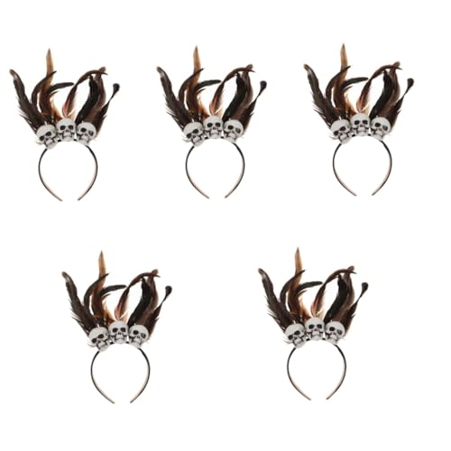 Healvian 5 Stück Halloween Schädel Haarband mit Künstlichen Federn Haarschmuck für Karneval Cosplay und Partys Schwarz Braun Healvian 5 Stück Halloween Schädel Haarband mit Künstlichen Federn Haarschmuck für Karneval Cosplay und Partys Schwarz Braun von Healvian
