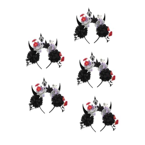 Healvian 5 Stück Halloween Teufelshörner Haarreif aus Weichem Material Wiederverwendbar Auffälliges Design für Damen Halloween Kostüm Party Maskerade Karneval Cosplay Events von Healvian