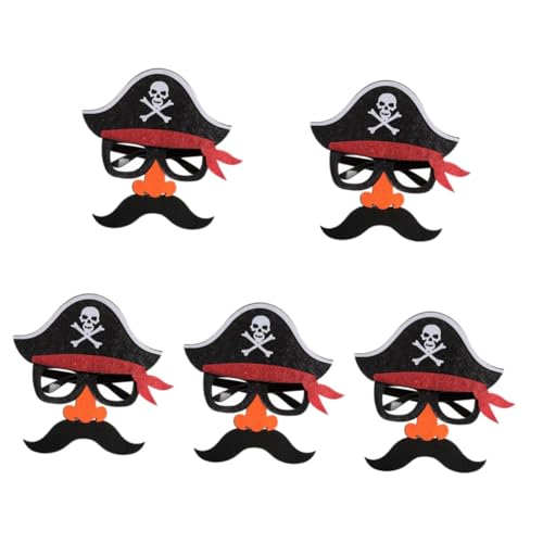 Healvian 5 Stück Piratenmaske mit Sonnenbrille und für Halloween Party Realistische Cosplay Maske Filz und Plastik für Kostümpartys und Maskeraden Einzigartiges Piratenzubehör von Healvian