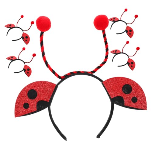 Healvian 5 Stück Teiliges Marienkäfer Haarband für Damen und Mädchen Plüsch Antennen Stirnband Niedliche Insekten Kostüm Accessoires für Halloween Karneval Partys und Festivals von Healvian