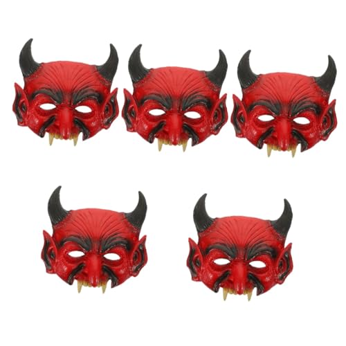 Healvian 5 Stück Teufelsmaske für Halloween Gruselige Dämonenmaske mit Hörnern für Kostümpartys Cosplay und Spezielle Anlässe Einfache Handhabung Klare Sicht und Dekoration für Halloween Healvian 5 Stück Teufelsmaske für Halloween Gruselige Dämonenmaske mit Hörnern für Kostümpartys Cosplay und Spezielle Anlässe Einfache Handhabung Klare Sicht und Dekoration für Halloween von Healvian
