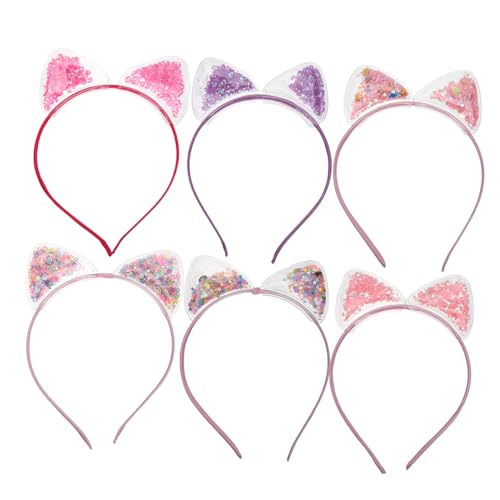 Healvian 6 Stck Teiliges Katzenohren Haarband für Mädchen Leichte Pailletten Stirnbänder in Verschiedenen Designs Geeignet für Alltag Party Halloween und Cosplay Niedlicher Haarschmuck von Healvian