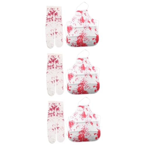 Healvian 6 Stck. Blutsocken Und Blutschürzeanzug Halloween-socken Cosplay -kostüm Halloween-schürze Healvian 6 Stck. Blutsocken Und Blutschürzeanzug Halloween-socken Cosplay -kostüm Halloween-schürze von Healvian
