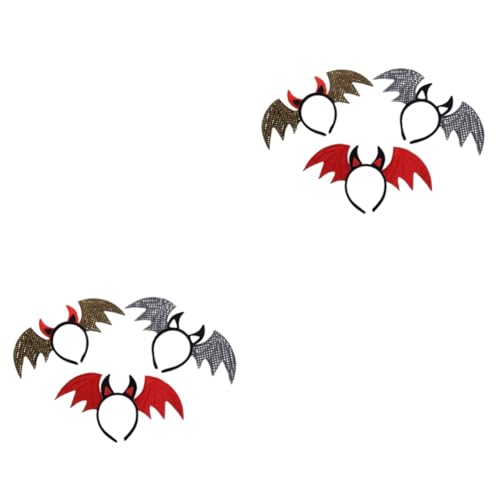 Healvian 6 Stck. Teiliges Halloween Haarreif mit Fledermausflügeln Kostümzubehör Modisches Bequemes Stirnband für Halloween Party Karneval und Maskerade Farblich Sortiert von Healvian