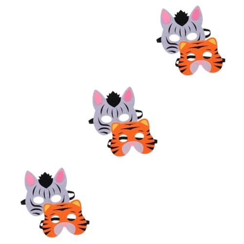 Healvian 6 Stck. Tiermasken für Zauberhafte Cosplay Masken für Halloween Karneval und Partys Zebra Tiger Lustige Kostümaske mit Verstellbarem Gummiband für Festlichkeiten und Geburtstage von Healvian