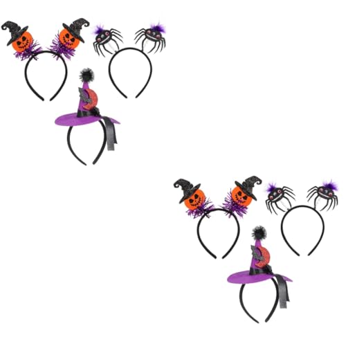 Healvian 6 Stück Teiliges Halloween Haarband mit Spinnen Bat Hut und Kürbis für Damen und Mädchen Lustige Kostümaccessoires für Halloween Partys Leicht und Bequem zu Tragen von Healvian