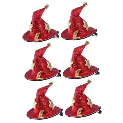 Healvian 6 Stück Teiliges Halloween Haarschmuck Kleine Rote Hexenhut Haarspangen für Erwachsene Langlebig Festlich für Kostüm Party und Herbstliche Anlässe von Healvian