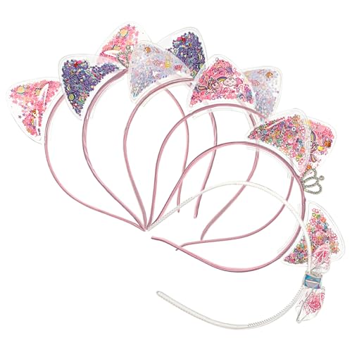 Healvian 6 Stück Teiliges Katzenohren Haarreif für Mädchen Glitzernde Haarbänder Bequemes Langlebiges Haarschmuck Party Cosplay Geburtstagsfeier und Alltag von Healvian