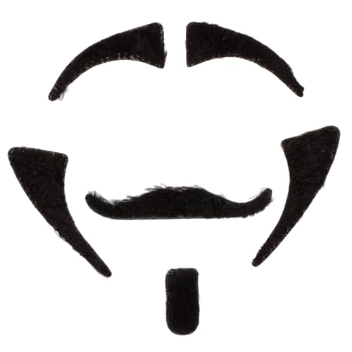 Healvian 6Sätze Cosplay Schnurrbärte Augenbrauen Dekorative Fake Beard Brow Accessoires Für Halloween Kostümpartys Selbstklebend von Healvian