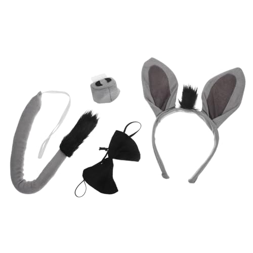 Healvian 7 Sätze Niedliches Esel Kostüm Set mit Haarreif Fliege Nase und Tier Cosplay Zubehör für Erwachsene für Halloween Partys und Karneval von Healvian
