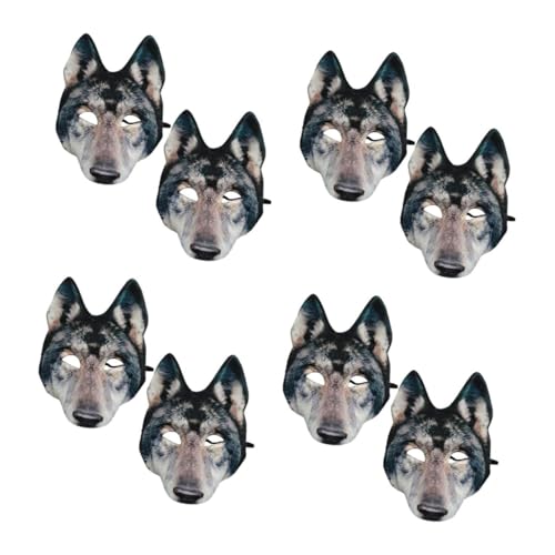 Healvian 8 Stck. Realistische Wolf Maske Eva Halbes Gesicht Kostümmaske für Halloween Karneval Cosplay Party für Erwachsene und Jugendliche Wiederverwendbar und Robust von Healvian