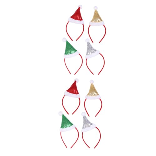 Healvian 8 Stck. Teiliges Weihnachts Haarreif mit Pailletten Elastische Leichte Weihnachtsmützen Gold Silber Grün und Rot Festlicher Kopfschmuck für Erwachsene und Party Deko von Healvian