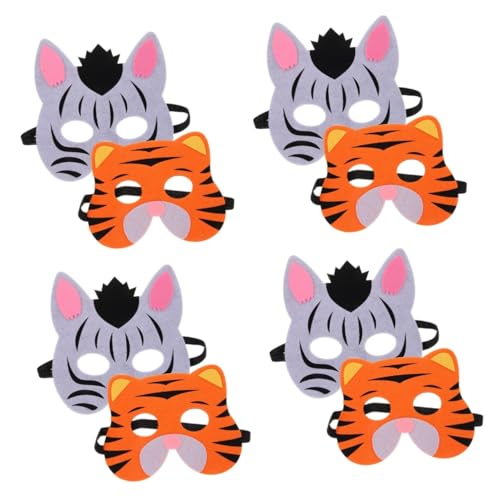 Healvian 8 Stck. Tiermasken für Cosplay Tiermasken für Bühnenauftritte für Halloween Karneval und Geburtstagsfeiern Zebra Tiger von Healvian