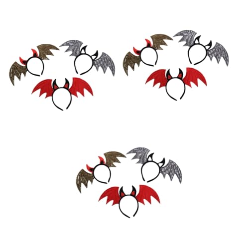Healvian 9 Stck. Halloween Fledermaus Flügel Haarreif Modisch Lustiges Party Accessoire Komfortabel und Auffällig für Kostüm Halloween Dekoration Karneval Zufällige Farbe von Healvian