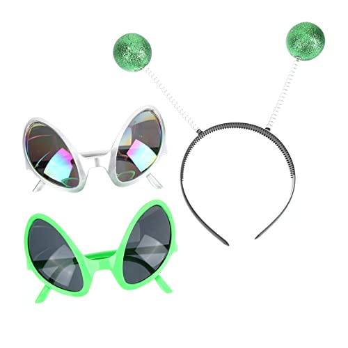Healvian Außerirdischer Haarreif mit Antennen und Regenbogenlinsen Leichte Langlebige Cosplay Brille für Halloween Kostüm Partyaccessoire für Erwachsene von Healvian