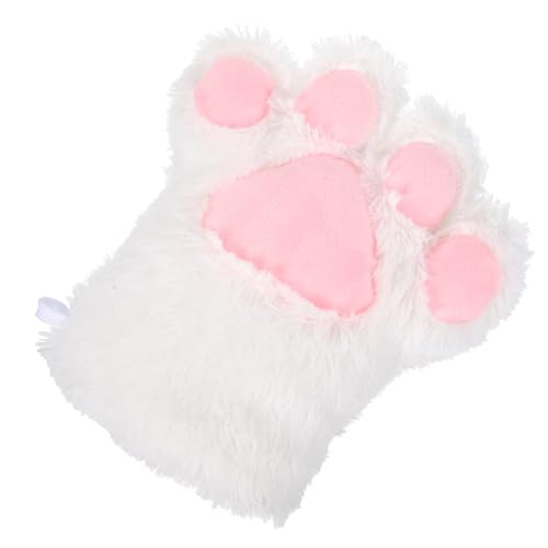 Healvian Bärenklauenhandschuhe Fell Krallenhandschuhe Schwarze Katzenpfoten Cosplay Pelzige Katzenpfoten Cosplay Tierklauen-handschuhe Handpfoten Körperpflege Weiß Hochwertiger Pv-samt von Healvian