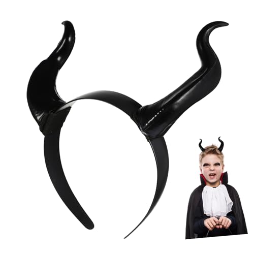 Healvian Black Horns Headband Halloween Costume Gothic Horns Haarreifen Stirnband Kopfbedeckung Gothic Dämon Hörner Haarband für Halloween Kostüm Cosplay Foto Requisiten von Healvian