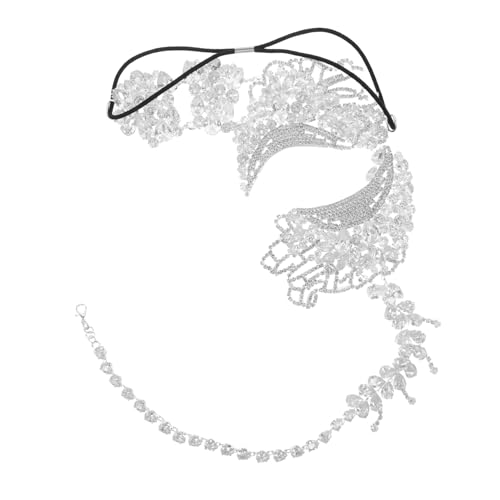 Healvian Bling Rhinestone Venetian für Frauen Funkelnde Karneval Maske Elegante Prom Ball Maske Vielseitig für Mardi Gras Halloween und Kostümpartys Silberfarbene Halbgesichtsdekoration von Healvian