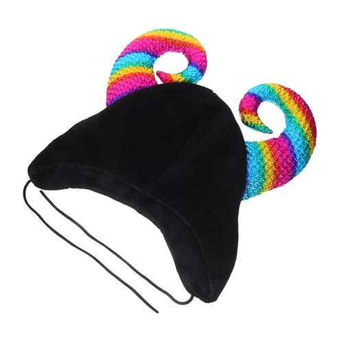 Healvian Buntes Kuhhorn Beanie Wintermütze mit Hörnern Warmes Outdoor Cosplay Kostüm-accessoire für Ski und Halloween Leichte Festhut Kopfbedeckung für Damen und Herren von Healvian