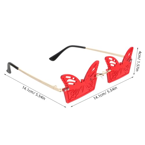 Healvian Butterfly Sonnenbrille Damen Randlos Partybrille Rote Gläser Goldrahmen Modisch Karneval Fasching Zubehör Healvian Butterfly Sonnenbrille Damen Randlos Partybrille Rote Gläser Goldrahmen Modisch Karneval Fasching Zubehör von Healvian