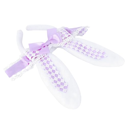 Healvian Cosplay Hasenohren Haarreif mit Schleife Leichtes Atmungsaktives Stirnband für Damen und Mädchen Bequemes Party accessoire für Gothic Lolita und Karneval von Healvian