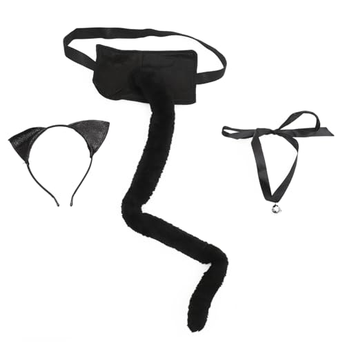 Healvian Cosplay Katzenohren Haarreif Set Teilig mit Schwarzem Plüschschwanz und Glocken Choker Kostüm Zubehör für Halloween Karneval Party und Rollenspiel Erwachsene Healvian Cosplay Katzenohren Haarreif Set Teilig mit Schwarzem Plüschschwanz und Glocken Choker Kostüm Zubehör für Halloween Karneval Party und Rollenspiel Erwachsene von Healvian