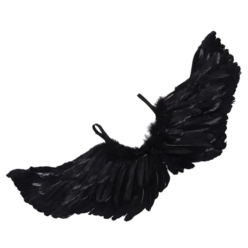 Healvian Die Flügel des Teufel Karnevalskostüme Halloween-Flügel Flügel Cosplay Flügelstütze Karnevalsparty-Cosplay Flügel für Engelszubehör Flügel Gänsefedern Black von Healvian