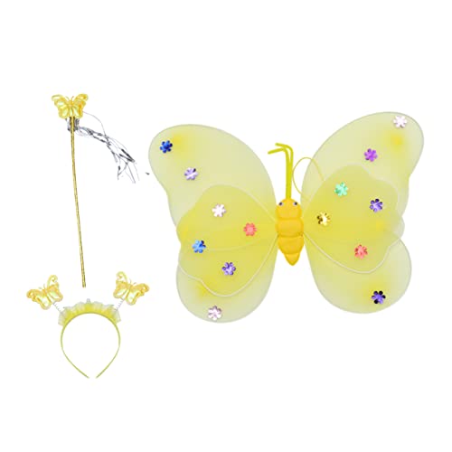 Healvian Doppelschicht -Schmetterlingsflügelspielzeug für Mädchen Weihnachtskostüm Flügel Kostüm Feenflügel für Mädchen Feenflügel verkleiden sich Stoff Yellow Healvian Doppelschicht -Schmetterlingsflügelspielzeug für Mädchen Weihnachtskostüm Flügel Kostüm Feenflügel für Mädchen Feenflügel verkleiden sich Stoff Yellow von Healvian