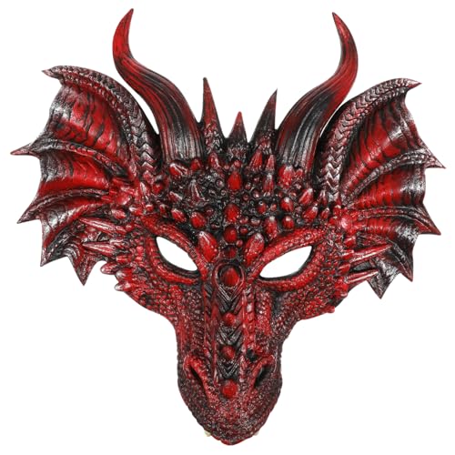 Healvian Drachen Halbmaske für Halloween und Karneval Gruselige Cosplay Maske PU Material für Erwachsene Passend für Maskenbälle und Festivals Wiederverwendbar und Healvian Drachen Halbmaske für Halloween und Karneval Gruselige Cosplay Maske PU Material für Erwachsene Passend für Maskenbälle und Festivals Wiederverwendbar und von Healvian