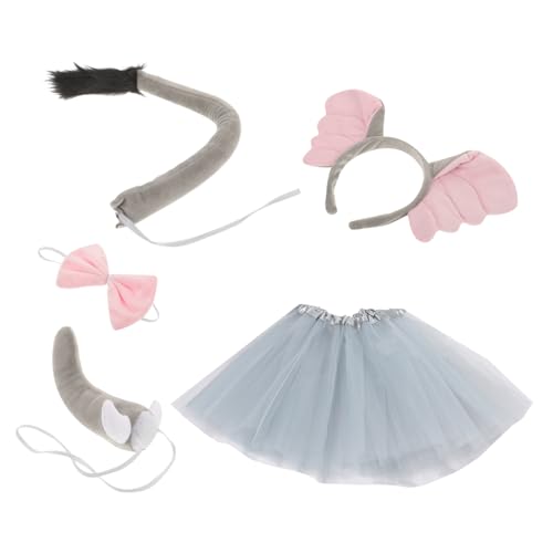 Healvian Elefantenkostüm Set für Stirnband Ohren Nasenclip Fliege und Graues Tüllkleid Bequemes Tierkostüm Zubehör für Party Cosplay und Verkleidung Leicht und Tragbar Healvian Elefantenkostüm Set für Stirnband Ohren Nasenclip Fliege und Graues Tüllkleid Bequemes Tierkostüm Zubehör für Party Cosplay und Verkleidung Leicht und Tragbar von Healvian