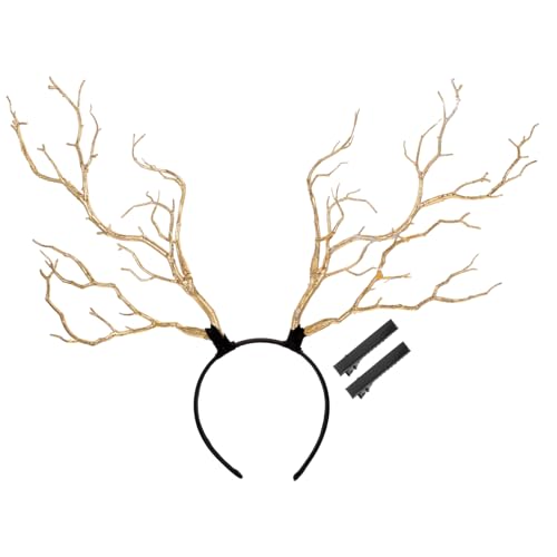 Healvian Festival Geweih Haarreif Damen Antler Headband Kostüm Zubehör Leichtes Flexibles Rehkitz Kopfschmuck für Party Karneval Geburtstag Weihnachten von Healvian