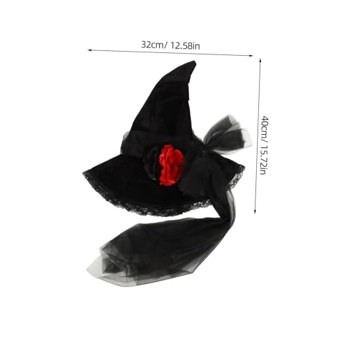 Healvian Festival Hexenhut mit Barock Spitze und Netzschleier Kreativer Hexenhut für Halloween Kostüm und Cosplay Leichtes Vielseitiges Party Accessoire für Damen und Jugendliche von Healvian