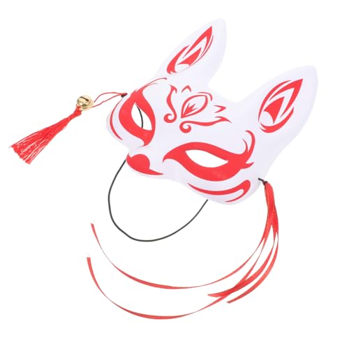 Healvian Fox Maske Japanische Fuchsmaske Halbgesichtsmaskenkostüm Masken-Cosplay Maske für Maskeradeparty PVC rot von Healvian