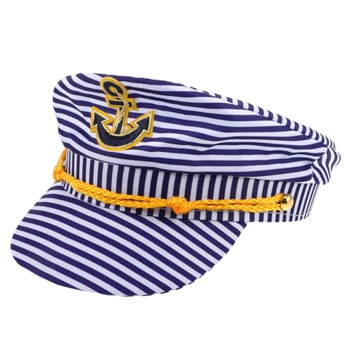 Healvian Gestreifte Kapitänsmütze Flatcap mit Sonnenschutz Atmungsaktiv für Sommer Outdoor Party Kostümzubehör Erwachsene Segler Mütze für Strand Yachtfest Healvian Gestreifte Kapitänsmütze Flatcap mit Sonnenschutz Atmungsaktiv für Sommer Outdoor Party Kostümzubehör Erwachsene Segler Mütze für Strand Yachtfest von Healvian