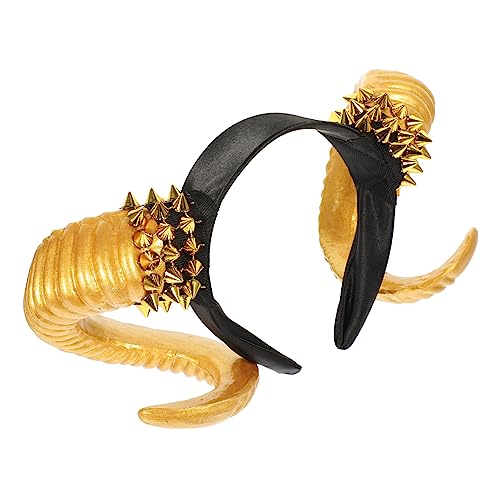 Healvian Goldenes Horn Haarband mit Nieten Lustiges Kopfschmuck für Halloween Feiern Diy Haarschmuck für Kostüme Leicht und Bequem für Alltag und Besondere Anlässe Healvian Goldenes Horn Haarband mit Nieten Lustiges Kopfschmuck für Halloween Feiern Diy Haarschmuck für Kostüme Leicht und Bequem für Alltag und Besondere Anlässe von Healvian