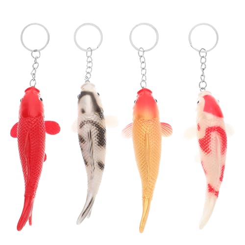 Healvian Goldfisch-Schlüsselanhänger, bunt, Koi-Fisch, bezaubernder Cartoon-Fisch-Anhänger für Geburtstagspartys, 4 Stück von Healvian