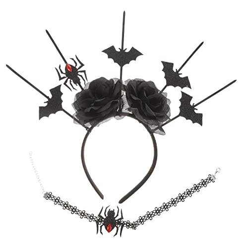 Healvian Gothic Halloween Haarreif Set mit Spinne und Leichter Bequemer Choker Halskette Damen Party Accessoire für Karneval Cosplay und Mottoparty von Healvian