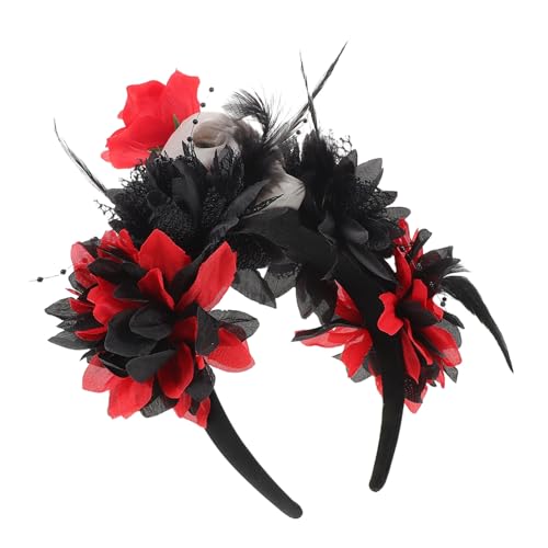 Healvian Halloween Haarreif Totenkopf Blumenkranz für Damen Passend Detailreich Gestaltet mit Dunklem Horror design für Day Of The Dead und Gruselige Party kostüme von Healvian