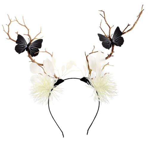 Healvian Halloween Haarschmuck Baumzweig Haarreif mit Schwarzem Schmetterling Leichter Kopfschmuck für Erwachsene Party Accessoire für Karneval und Kostümfest von Healvian