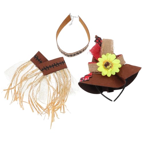 Healvian Halloween-Kostüm, Strohhut, Halskette, Armband, Dekoration, Cosplay, für Erwachsene, Karneval, Kostümzubehör, 4 Stück Healvian Halloween-Kostüm, Strohhut, Halskette, Armband, Dekoration, Cosplay, für Erwachsene, Karneval, Kostümzubehör, 4 Stück von Healvian